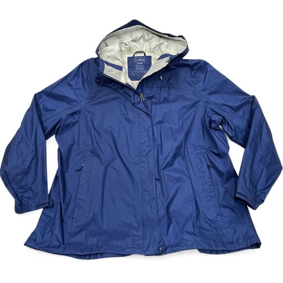 L.L. Bean Blue Waterproof Light Windbreaker Hooded Jacket Women's 3XL XXXL - Picture 3 of 15